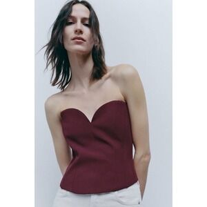 ZARA Sweetheart neckline bustier wine color 2439/707
